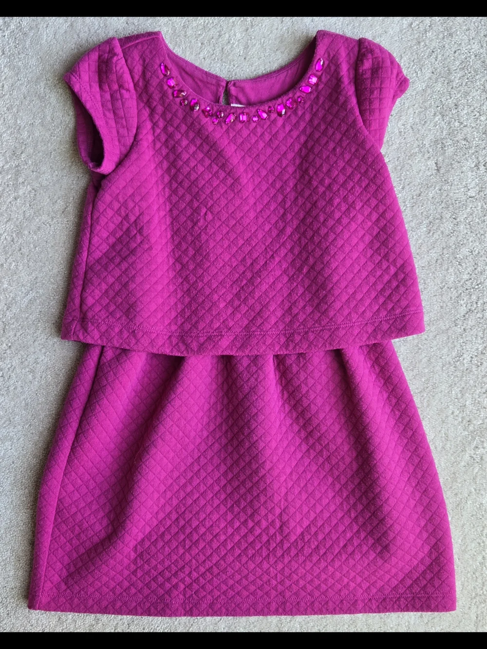 Gymboree Hot Pink Quilted Dress with Jewel Neckline